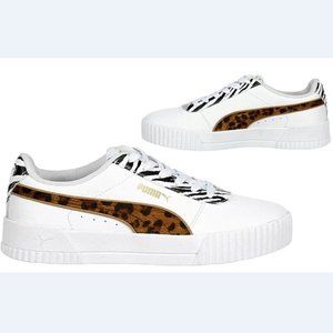 New Puma Leopard Casual Womens Athletic Sneakers leather Shoes white size 6